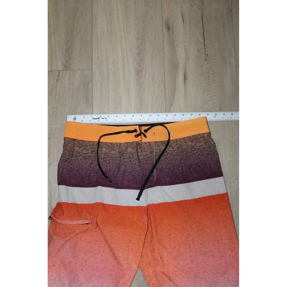 Hurley Phantom Men's Board Shorts Orange Purple Striped Sunset Swim‎ Trunks 1502